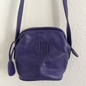 VINTAGE purse / purple ANNE KLEIN leather small crossbody bag